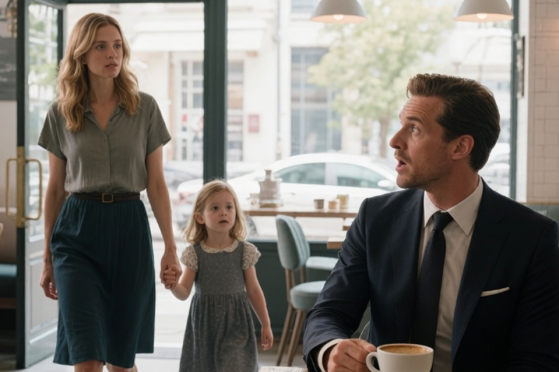 Cuatro años después del divorcio, ella entró a un café con su hija, sin saber que su exesposo multimillonario estaba allí.
