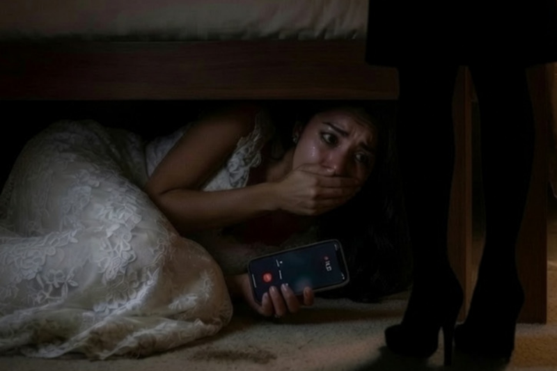 Noche de bodas: Me escondí debajo de la cama para gastarle una broma a mi marido, pero en vez de eso vi pasos extraños y oí ruidos aterradores. ¿Quién estaba ahí?…