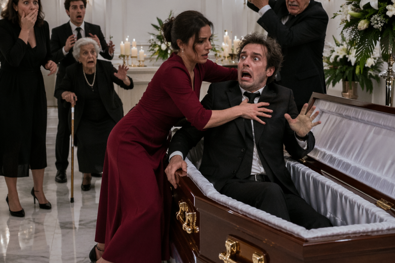En pleno velorio, mi familia política me llamó loca por detener el entierro de mi esposo; yo solo abrí su corbata, vi una cicatriz imposible y dije: “Ese hombre no es él”. Entonces saqué el teléfono, pero una carpeta gris con su anillo y un recibo escondido cambió todo antes de que cerraran el ataúd.