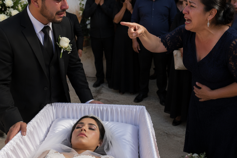 El novio vio a su prometida enterrada con el vestido blanco de la boda, mientras su suegra lo culpaba de una muerte que parecía demasiado conveniente