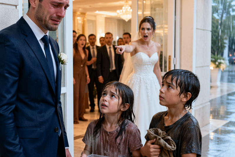 Mi prometida gritó: “¡Saquen a esos niños antes de que arruinen la boda!”, pero uno de ellos abrió una bolsa vieja y sacó mi fotografía. Solo me quité la flor del traje, tomé las llaves y salí bajo la lluvia… sin imaginar que en el hospital descubriría una traición cometida por las dos mujeres en quienes más confiaba.