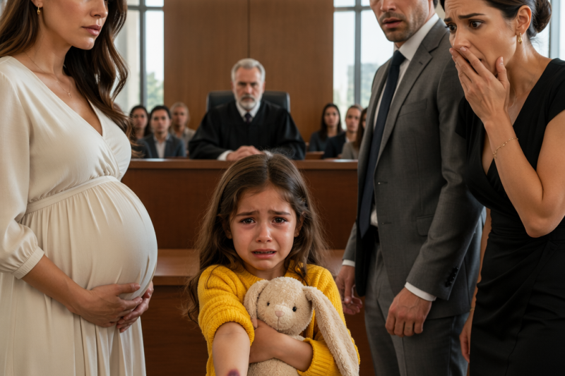 En plena audiencia de divorcio, renuncié a la casa, los 2 coches y las cuentas mientras la amante de mi esposo se reía; yo solo susurré: “Mi bebé merece paz”, pero la jueza llamó a una niña de 6 años que traía una marca morada y una verdad imposible de ocultar.