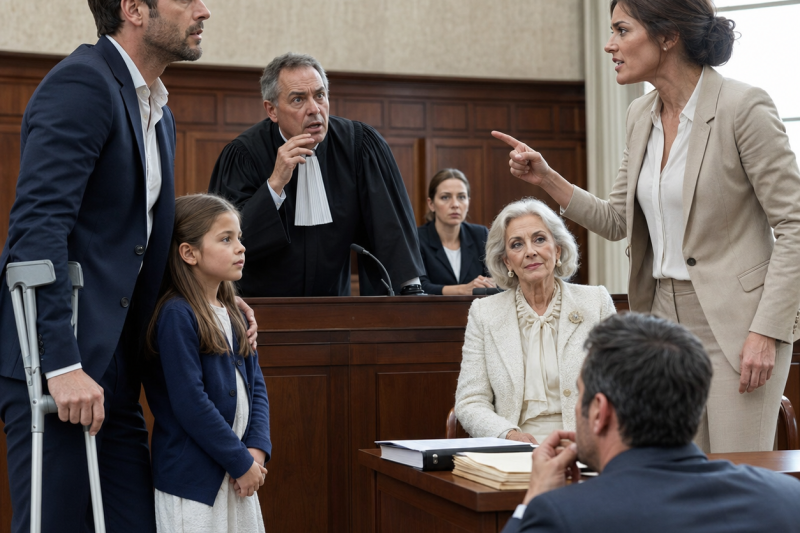 ntht/ En el juzgado, mi nuera sonreía segura mientras acusaba a mi hijo de no poder criar a su hija por caminar con muletas, pero cuando el juez me reconoció y susurró “no puede ser”, todos entendieron que yo no era la anciana indefensa que habían venido a aplastar.