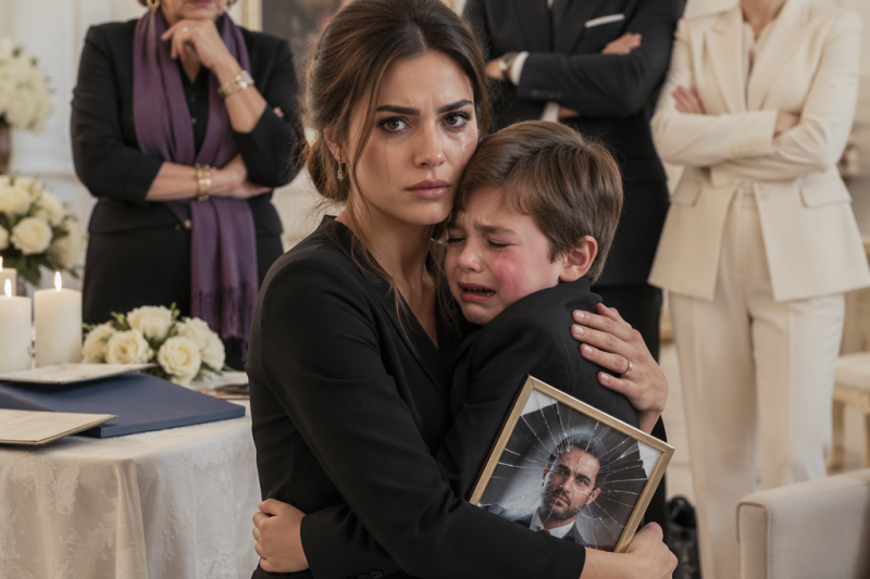 Mi suegra llamó “basura” a mi niño en la sala llena de familiares, justo al volver del cementerio, y todos se quedaron mirando; yo abracé a mi hijo, dije “ya es hora” y el secreto del fideicomiso cambió sus risas por súplicas.
