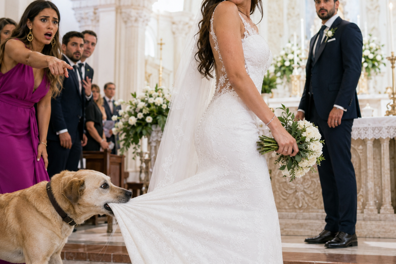 ntht/ En plena boda, mi perro jaló mi vestido frente a más de 100 invitados y mi mamá gritó: “¡Saquen a ese animal!”; yo no discutí, solo me quedé mirando a mi esposo demasiado tranquilo, sin imaginar que al día siguiente él haría desaparecer a mi único protector.