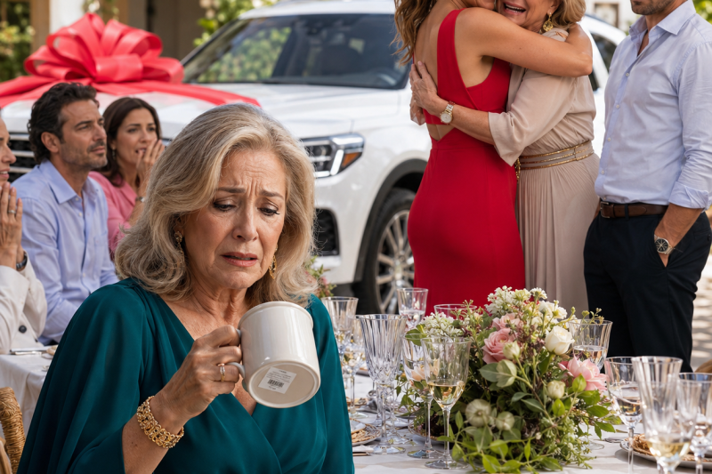 ntht/ Mi hija le regaló a su suegra una camioneta nueva y a mí una taza de 79 pesos con la etiqueta pegada; cuando dijo “la vi y me acordé de ti”, no lloré frente a 18 invitados, solo guardé silencio, abrí mis carpetas esa noche y descubrí cuánto me habían usado durante 15 años.