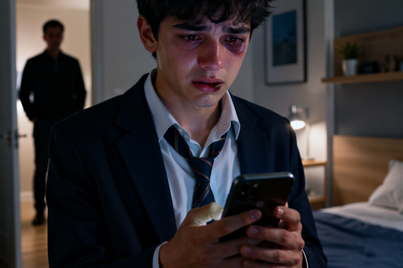 Mi papá me miró golpeado en la mesa y solo dijo que era una “lección de Dios”; horas después, al revisar su celular a escondidas, encontré el pago, el mensaje y la prueba de una traición que ningún hijo debería descubrir.