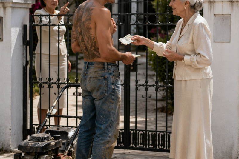Una vecina denunció mi jardín abandonado, pero el verdadero escándalo empezó cuando contraté a un joven tatuado por $300; ella gritó “ten cuidado con gente así”, sin saber que esa tarde iba a quedar expuesta su peor crueldad.