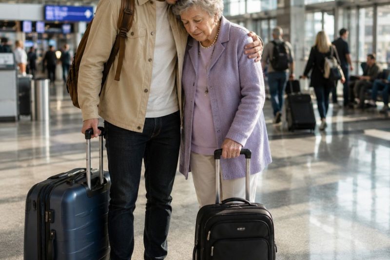 Mi abuela pagó 30,000 dólares por nuestro viaje familiar a Europa, pero en el aeropuerto mi padre dijo que su boleto “no aparecía”. Todos apartaron la mirada… y en ese instante entendí que nunca tuvieron intención de llevarla con nosotros. Así que me quedé con ella. 3 semanas después, cuando mi familia regresó, sus sonrisas se borraron al verme de pie junto a la mujer que jamás imaginaron.
