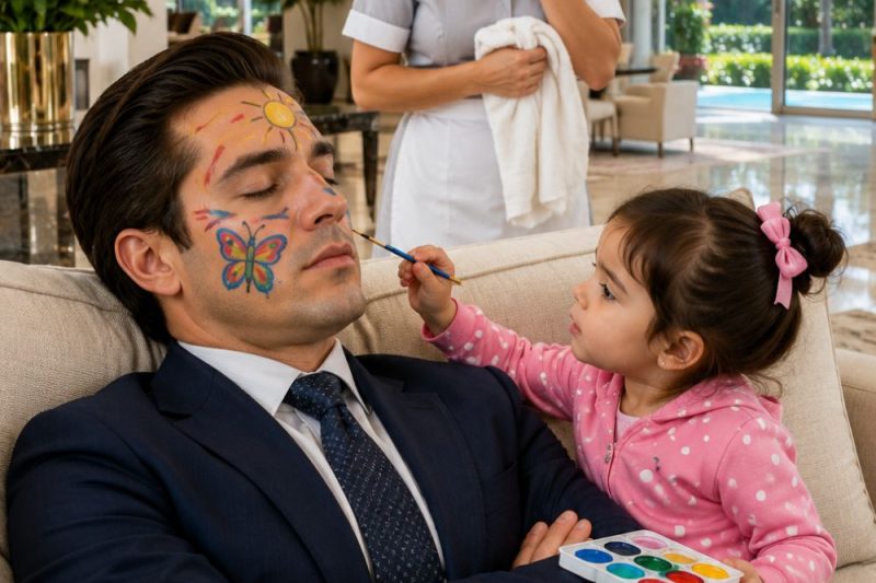 La niña pintó la cara del millonario dormido y terminó descubriendo al verdadero ladrón de la mansión