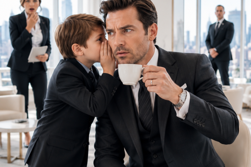 El Millonario Levantó Su Café… Pero Un Niño Le Dijo 4 Palabras Que Revelaron Una Traición Mortal