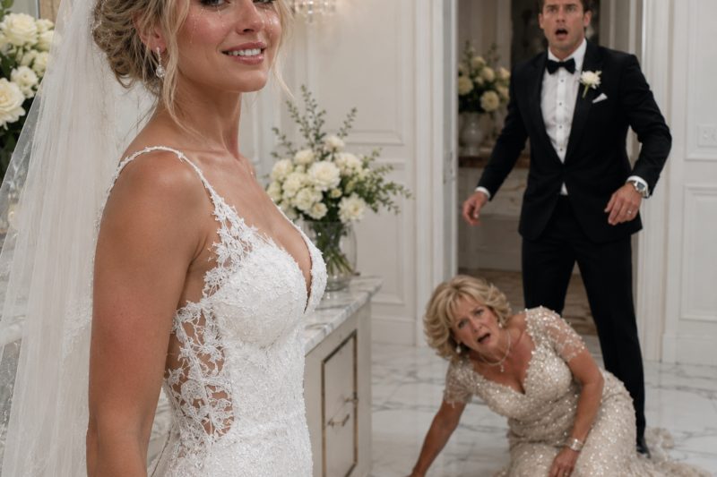 Mi vestido de novia colgaba hecho jirones mientras mi suegra siseaba: “Nadie te creerá jamás”. Cuando mi novio entró corriendo, ella se desplomó dramáticamente, afirmando que yo la había atacado. Me limpié las lágrimas, vi cómo se extendía su sonrisa arrogante y luego miré hacia la cámara oculta sobre el espejo. “Reproduce el video”, dije. Sus propias amenazas llenaron la habitación. Al atardecer, ella estaba arrestada, repudiada y expulsada para siempre de nuestras vidas.