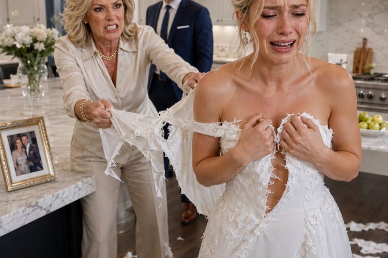 Mi suegra rompió mi vestido blanco y gritó: “¡Mi hijo paga todo en esta casa!” Mi esposo se quedó callado. Al día siguiente, cuando su llave ya no abrió la puerta, la miré por la cámara y susurré: “Berta, esta casa nunca fue de él.” Y esa fue solo la primera mentira que desenmascaré.