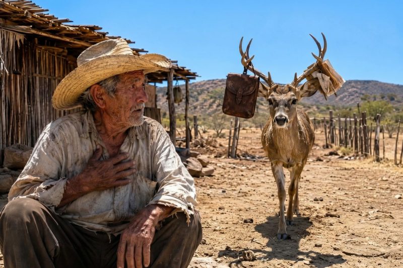 Lo perdió todo a los 70 años… hasta que el venado que rescató volvió con algo enredado en las astas.