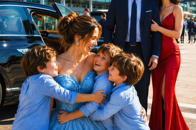 Se burló de su exesposa en primera clase… hasta que 3 niños bajaron de un Bentley gritando “¡Mamá!” y él descubrió la verdad que le ocultaron 5 años