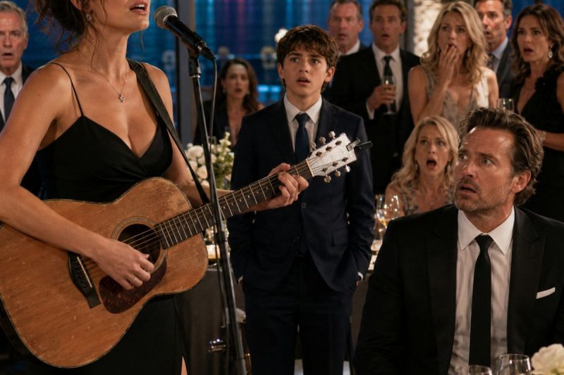 El millonario invitó a mi hijo y a mí para humillarnos… pero cuando tomé la guitarra, todo el restaurante se quedó helado y él no pudo decir ni una palabra.