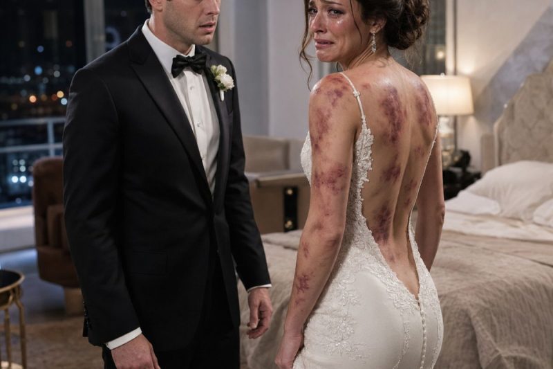 En nuestra noche de bodas, bajé el cierre del vestido de mi esposa y vi cicatrices antiguas junto a moretones recientes. “¿Quién te hizo esto?”, susurré. Ella tembló y dijo: “No puedes enfrentarte a él.” Lo que no sabía era que el hombre que la había lastimado acababa de cometer el peor error de su vida.