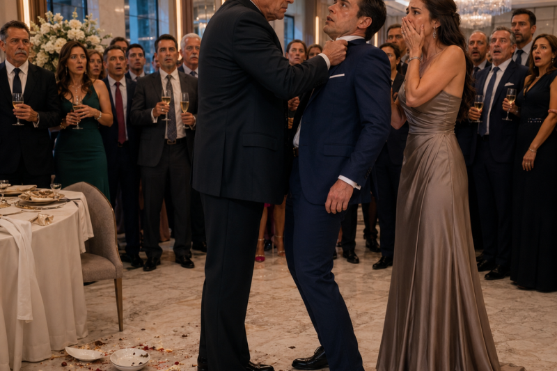 Mi yerno se burló de mí después de tirarme el plato, mientras brindaba en la cena frente a sus colegas superiores y socios: “Si quieres cenar, ¡lámelo del suelo!”. Me puse de pie, me acomodé el abrigo y dije 3 palabras que lo dejaron completamente aterrorizado. Al día siguiente, hice algo aún peor… duyhien