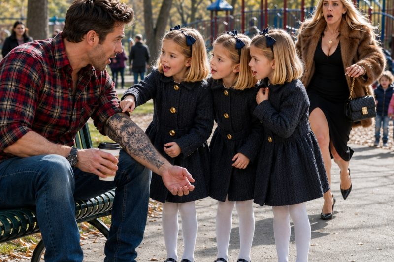 Unas niñas trillizas le dicen a un padre soltero: “Hola, señor, nuestra madre tiene un tatuaje igual al suyo”… y él se quedó helado.