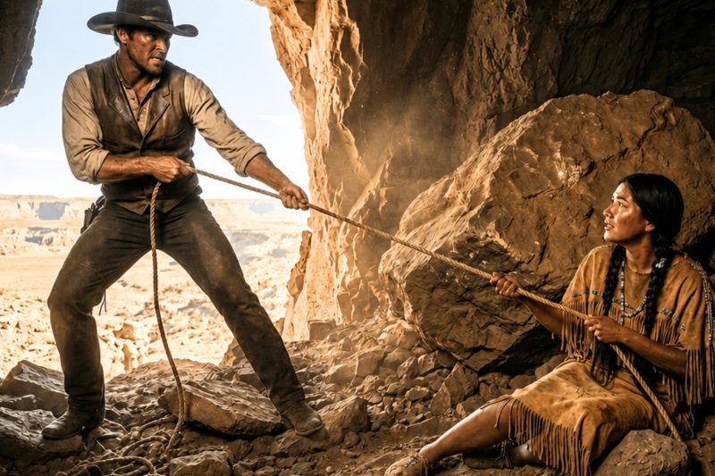 El vaquero salvó de una cueva a la hija del jefe. El jefe: «Por ley, ahora ella es tu esposa»