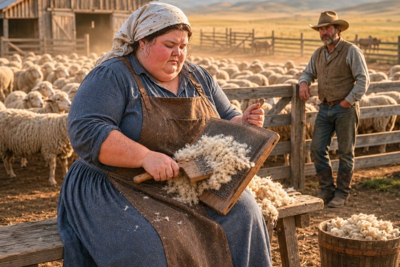 Se casó con una mujer de talla grande por su trabajo con la lana — ella convirtió su rancho en ruinas en la realeza de la pradera
