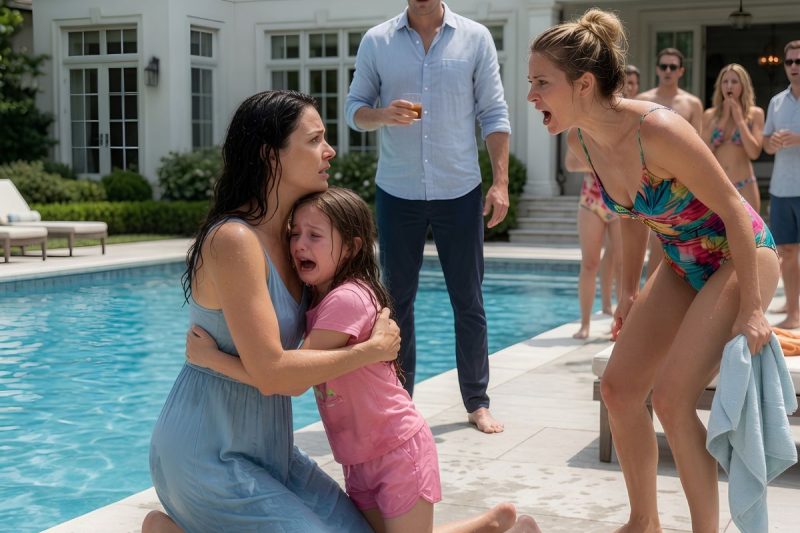 Yo estaba embarazada de 8 meses cuando salté a una piscina para salvar a una niña que se estaba ahogando. Mi esposo estaba a unos pasos… y no movió ni un dedo. Cuando por fin logré sacarla del agua, esperaba gritos de alivio, lágrimas, quizá gratitud. Pero una mujer furiosa corrió hacia mí y gritó: “¡No te atrevas a tocar a mi hija!” Luego miró a mi esposo y dijo las palabras que destruyeron mi vida: “¡Casi haces que nuestra hija muera por obligarnos a venir a este ridículo club privado!” Nuestra hija. Esas 2 palabras me golpearon más fuerte que el agua helada.