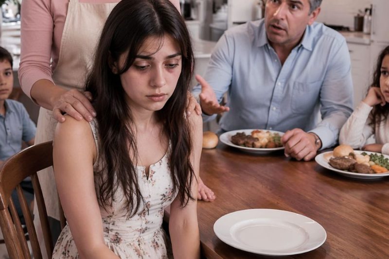 Mi mamá le decía a todos que yo ya había comido, pero cada noche me dejaba mirando un plato vacío; cuando mi hermana rompió el silencio frente a la escuela y gritó “ella tiraba su comida”, mi papá entendió demasiado tarde lo que pasaba en casa
