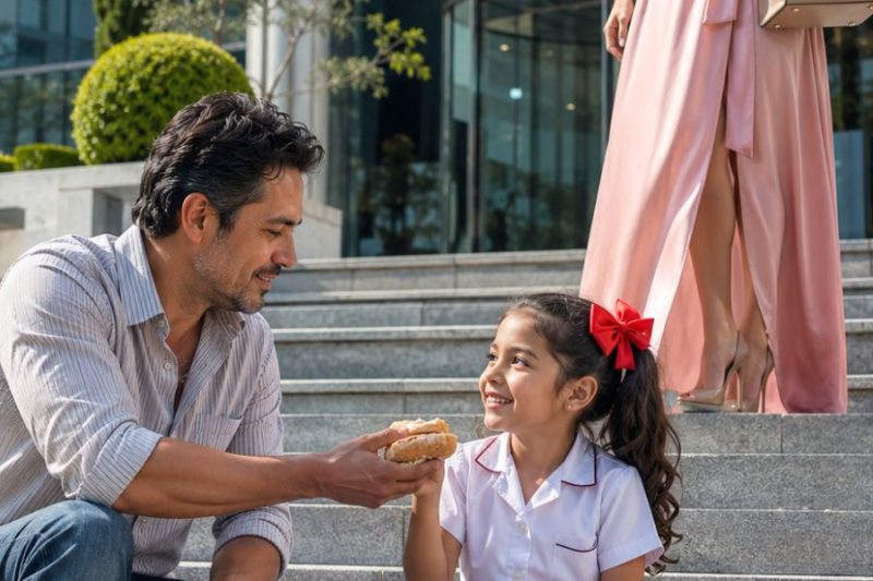La niña que esperaba a su mamá y recibió media torta de un desconocido