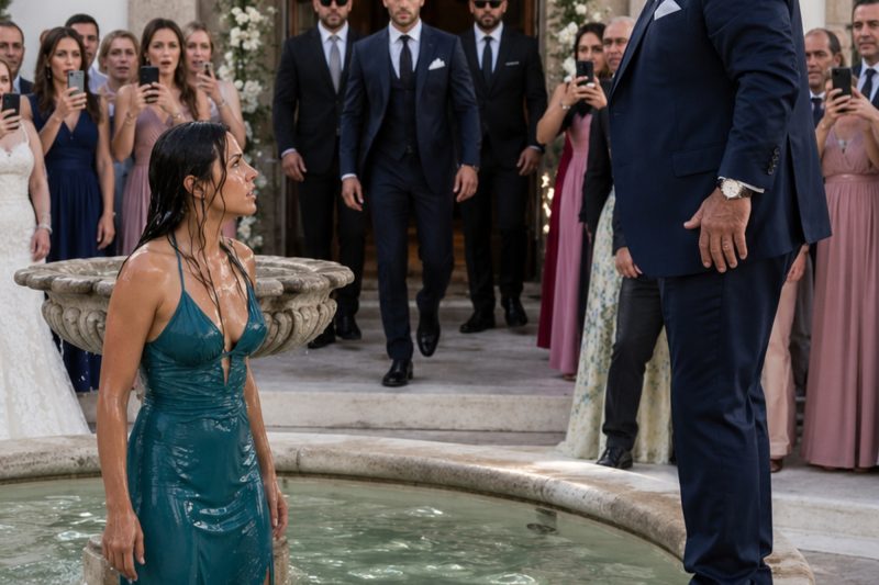 Su padre la empujó dentro de la fuente en la boda de su hermana; entonces su esposo secreto cruzó la puerta.