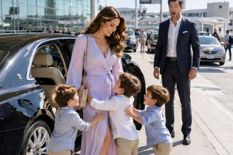 Mi exesposo multimillonario creyó que yo seguía arrepentida de perderlo… hasta que tres niños bajaron de un Bentley gritando: “¡Mamá!”