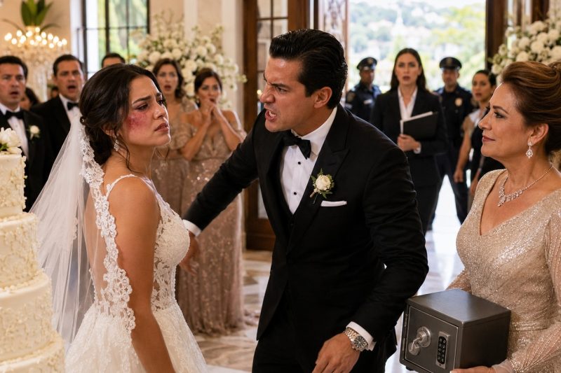 Mi suegra exigió la caja fuerte con los regalos de boda para pagar las deudas de mi cuñado. “Ese dinero nos pertenece tanto a mi esposo como a mí”, dije. El novio me dio una bofetada frente a cientos de invitados. Todos esperaban que yo llorara. En cambio, sonreí cuando las puertas del salón se abrieron y entró mi abogada, sosteniendo nuestro acuerdo prenupcial. “Antes de que alguien tome otro dólar”, anunció ella, “esta familia debe escuchar lo que sucederá ahora”. duyhien
