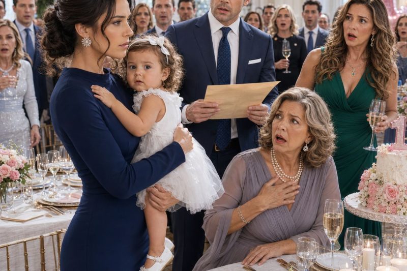 En el primer cumpleaños de mi hija, mi suegra levantó su copa y preguntó frente a todos si mi esposo era realmente el padre… solo porque mi bebé tenía ojos azules.
