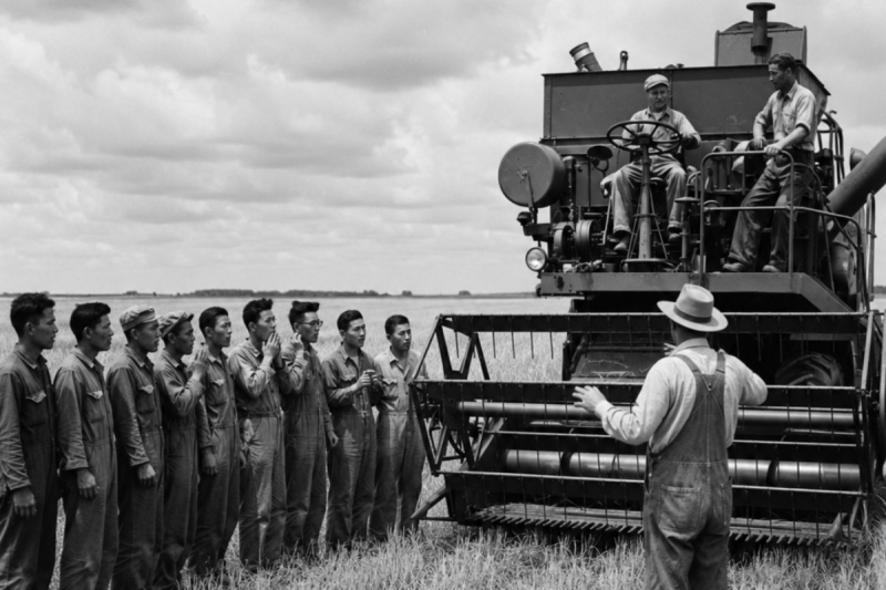 Cuando los prisioneros japoneses entraron en un campo de trigo de Nebraska esperando castigo, la máquina que aguardaba bajo el sol no había sido construida para la guerra, y eso fue lo que los quebró.
