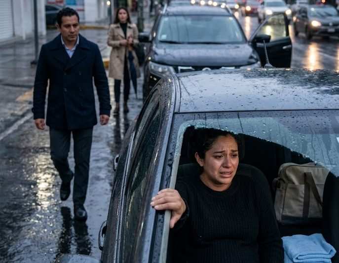 Embarazada y con contracciones, su esposo la dejó encerrada bajo la lluvia para irse con otra mujer: “Llega sola al hospital”… pero cuando congelaron sus tarjetas, regresó gritando una pregunta que reveló toda su traición frente a todos en la recepción duyhien