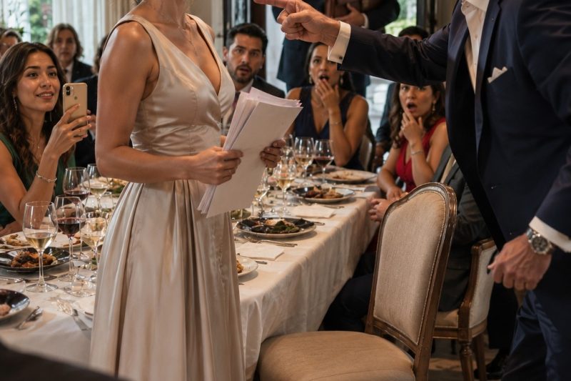 Estaba a punto de sentarme a la mesa. Mi padre me detuvo y apartó la silla de un empujón. Sin mirarme, dijo: “Yo no me siento con una niña pobre e inútil.” Algunas personas se rieron. Otras desviaron la mirada. Mi hermana sacó su teléfono y empezó a grabar. Me puse de pie, tranquila. Entonces dije: “Acabas de cometer un error muy caro.” duyhien