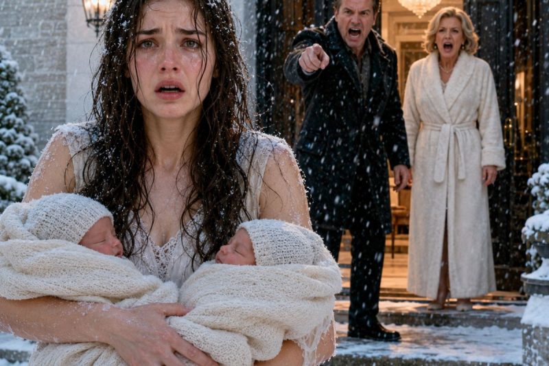 “¡Lárgate con tus bastardos!”, gritó mi suegra mientras mi esposo me empujaba a la noche helada con mis gemelos recién nacidos. Creían que yo era una diseñadora pobre a la que podían destruir… hasta que hice una llamada y descubrieron que yo era la CEO multimillonaria que era dueña de su casa, sus autos y la empresa donde él trabajaba.