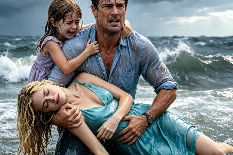 Un padre soltero sacó a una mujer del río — el niño en sus brazos susurró: «Papá…»