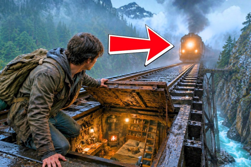 El joven vagabundo abrió una escotilla bajo el puente ferroviario; entonces vio el foco en la niebla.