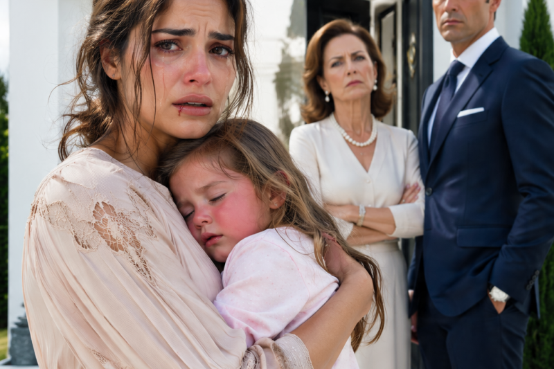 Mi hija temblaba con 40°C de fiebre, pero mi suegra me bloqueó la puerta y dijo: “Dale medicina y baja a cocinar”; mi esposo me golpeó frente a ella, yo no grité, solo marqué un número… y al amanecer una carta legal reveló quién pagaba realmente su vida de lujo.