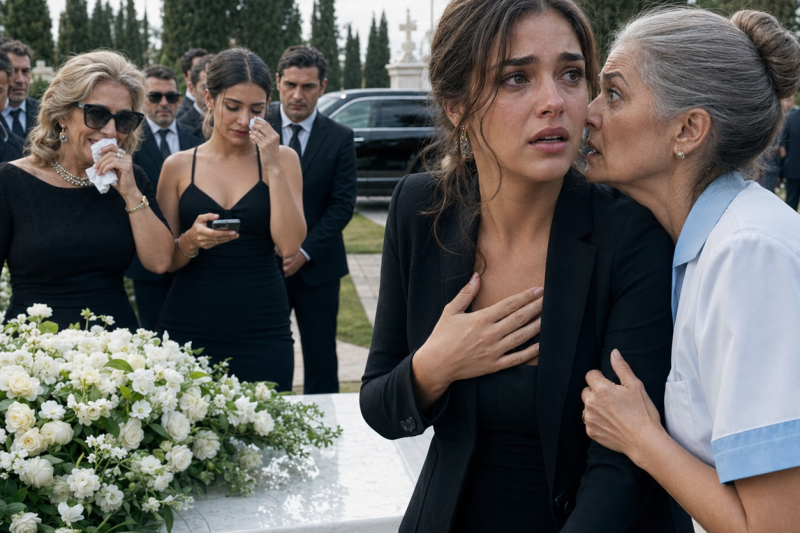 Apenas terminó el funeral de mi padre, su enfermera se acercó pálida y me dijo: “Él te está esperando en la casa vacía”, mientras mi madrastra fingía llorar y mi hermanastra preguntaba por los 5 millones del testamento… yo guardé silencio, subí al auto viejo y lo que vi adentro cambió toda la herencia.