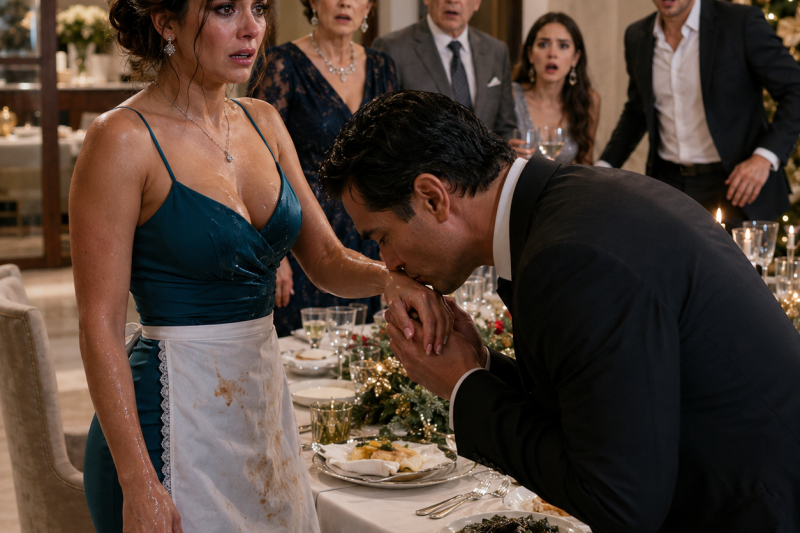 ntht/ En plena cena familiar, mi madre me puso un delantal sobre el vestido y dijo: “Hoy estás para servir”; lavé platos frente a 20 invitados, hasta que mi prometido entró, besó mi mano mojada y mi padre entendió que el contrato de millones acababa de ponerse en peligro.