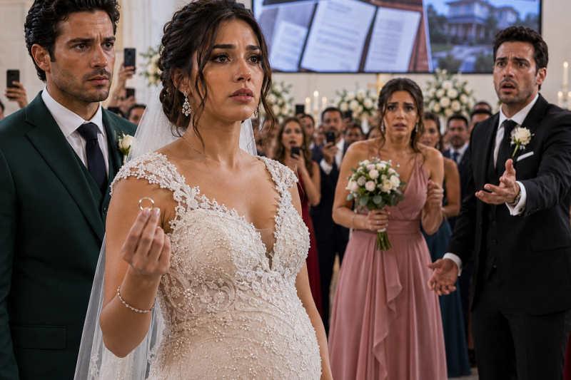 Mientras todos preparaban mi vestido de novia, yo acababa de saber que esperaba un bebé; entonces oí a mi futuro esposo burlarse: “Es una muñeca de porcelana, nunca sospechará nada”; respiré hondo, escondí la ecografía en una carta de abogado y dejé que la boda empezara con una pantalla apagada.