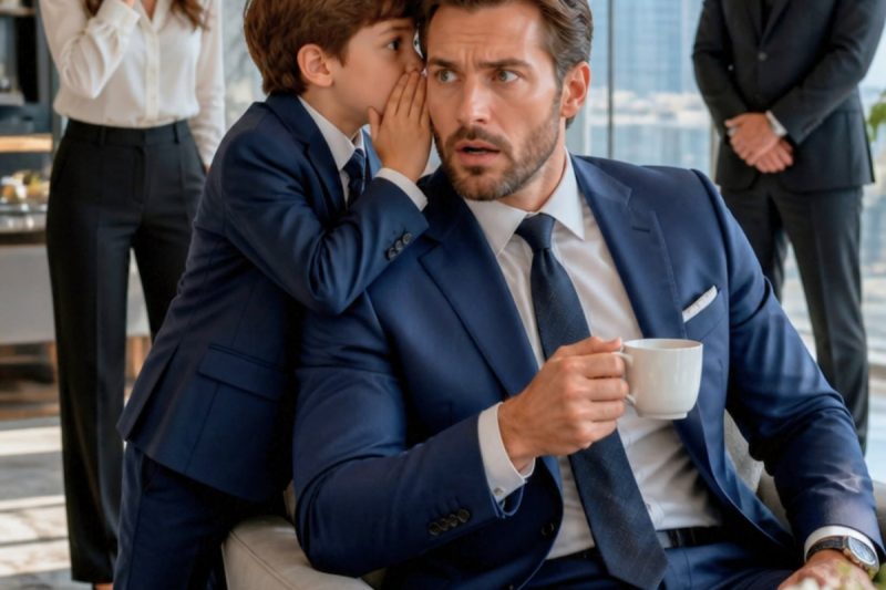 Un CEO multimillonario estaba a punto de tomar su café de la mañana… hasta que un niño susurró cuatro palabras que le salvaron la vida. Minutos después descubrió que su propia familia quería verlo muerto.