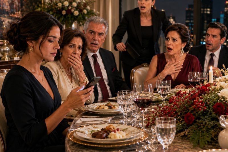 En la cena de Acción de Gracias, en el comedor iluminado por candelabros de cristal de mis padres, mi hermana Caroline, directora ejecutiva, brindó por la “riqueza real” junto a la salsa de arándanos mientras su esposo se reía de mi pequeño portafolio de acciones, mamá dijo que mis ambiciones eran modestas y papá me dijo que dejara mi futuro en manos de profesionales; pero cuando mi teléfono no dejó de vibrar con llamadas urgentes de Goldman Sachs antes de que siquiera sirvieran el postre, entré en su estudio y escuché la primera frase que me hizo mirar de otra manera hacia la mesa. duyhien