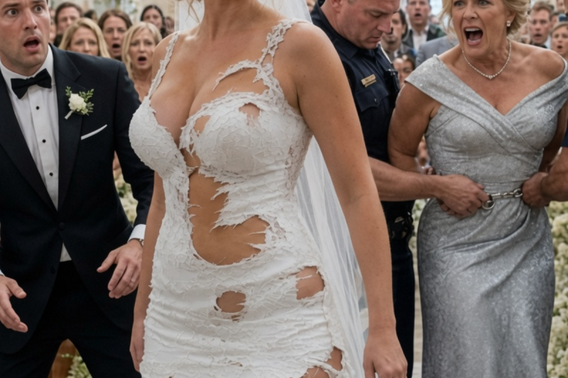 La noche antes de mi boda, mi suegra cortó en pedazos mi vestido de 18.500 dólares y me envió un mensaje: «Conoce tu lugar». A la mañana siguiente, caminé hacia el altar usando el vestido arruinado, con la cabeza en alto. Cuando ella sonrió con burla, tomé el micrófono y expuse su fraude, sus chantajes y el dinero robado delante de todos los invitados. Minutos después, la policía entró en la capilla, mientras su hijo me entregaba las llaves de la casa que ella creía poseer.