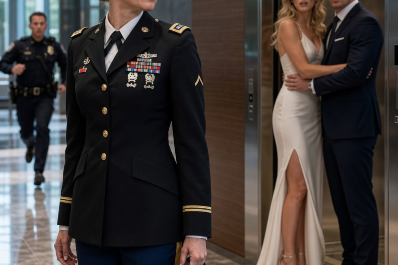Conduje durante tres horas para sorprender a mi esposo, pero el guardia de seguridad me dijo: «Su esposa está arriba.» Entonces vi a otra mujer que llevaba puesta mi medalla militar…