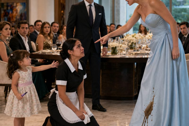 La prometida del multimillonario humilló a la empleada doméstica durante la cena… pero su hijo pequeño la defendió y lo cambió todo