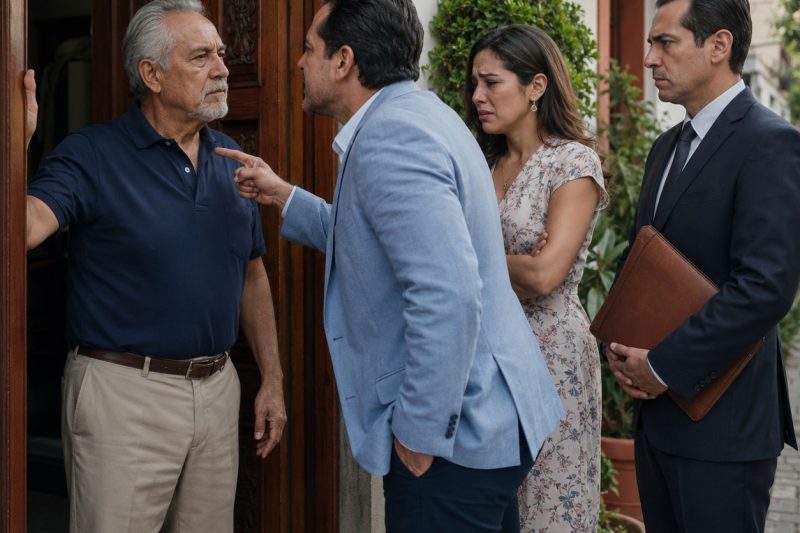Su yerno llegó con una notaria para echarlo de la casa que su esposa fallecida había protegido con amor, pero el viudo ya tenía pruebas, una carpeta roja y una frase que dejó temblando a todos: “vamos primero a la Fiscalía”, delante de su hija destrozada en plena sala familiar duyhien